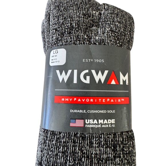 2- Wigwam Cushion Sole Sock Size 9-12 Men 10-13 Womens Large Gray NWT Comfort Hi - Picture 2 of 6